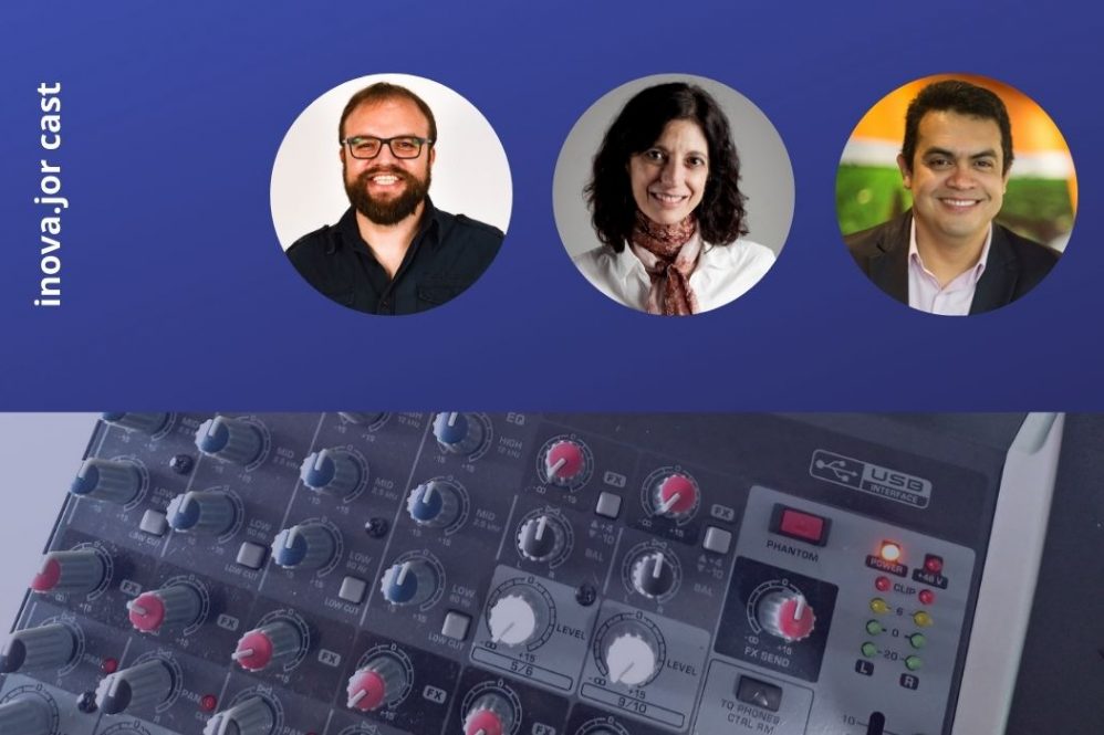 Paganini (e.), da Getter, e Elaine Poço (c.), da AkzoNobel, falam sobre inovação / inova.jor